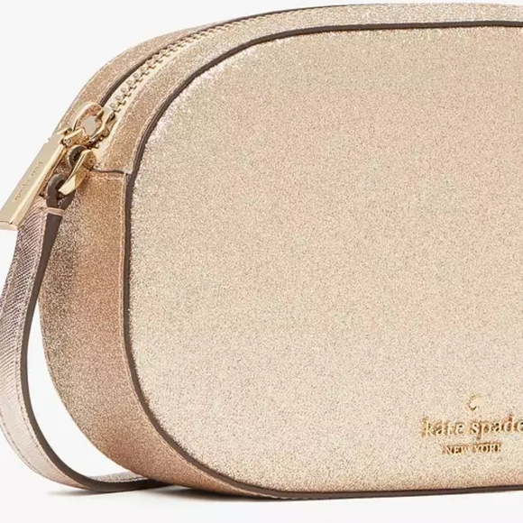 🔹️Kate Spade🔹️ GOLD glitter Glimmer Oval Camera Bag ✨️💛 - Picture 6 of 9
